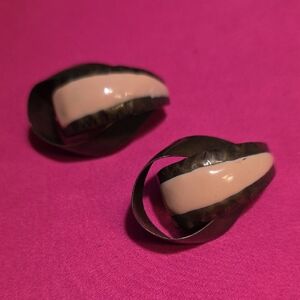 Vintage Pink and Bronze Pierced Earrings